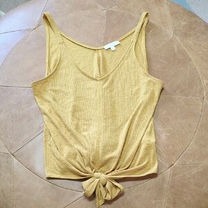 Women's Mustard Yellow Tie-Front Top